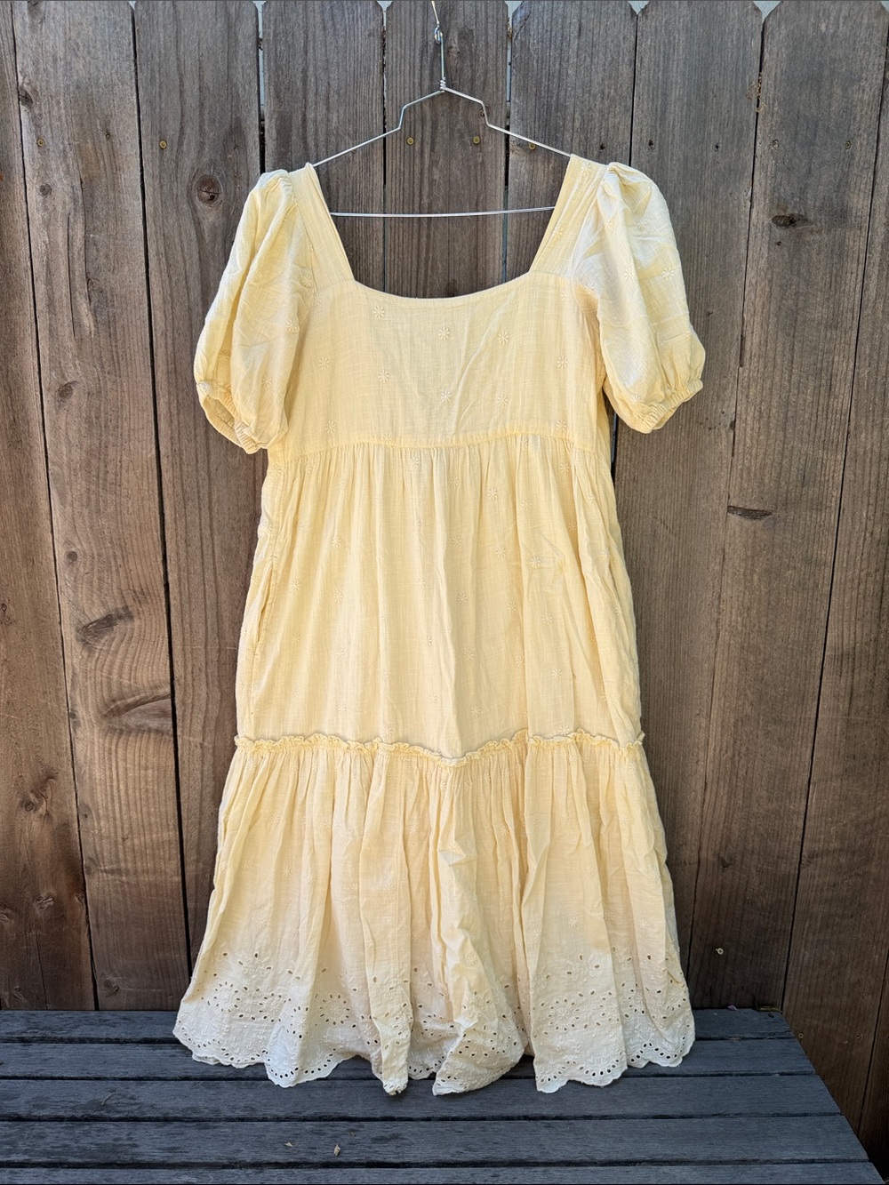 Saint Helena Pale Yellow Embroidered Cotton Dress